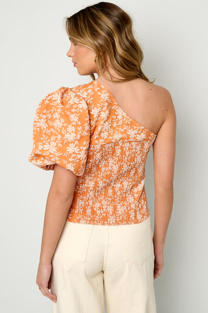 Één-Schouder Top met Bloemenprint