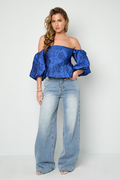 Off-Shoulder Top met Pofmouwen