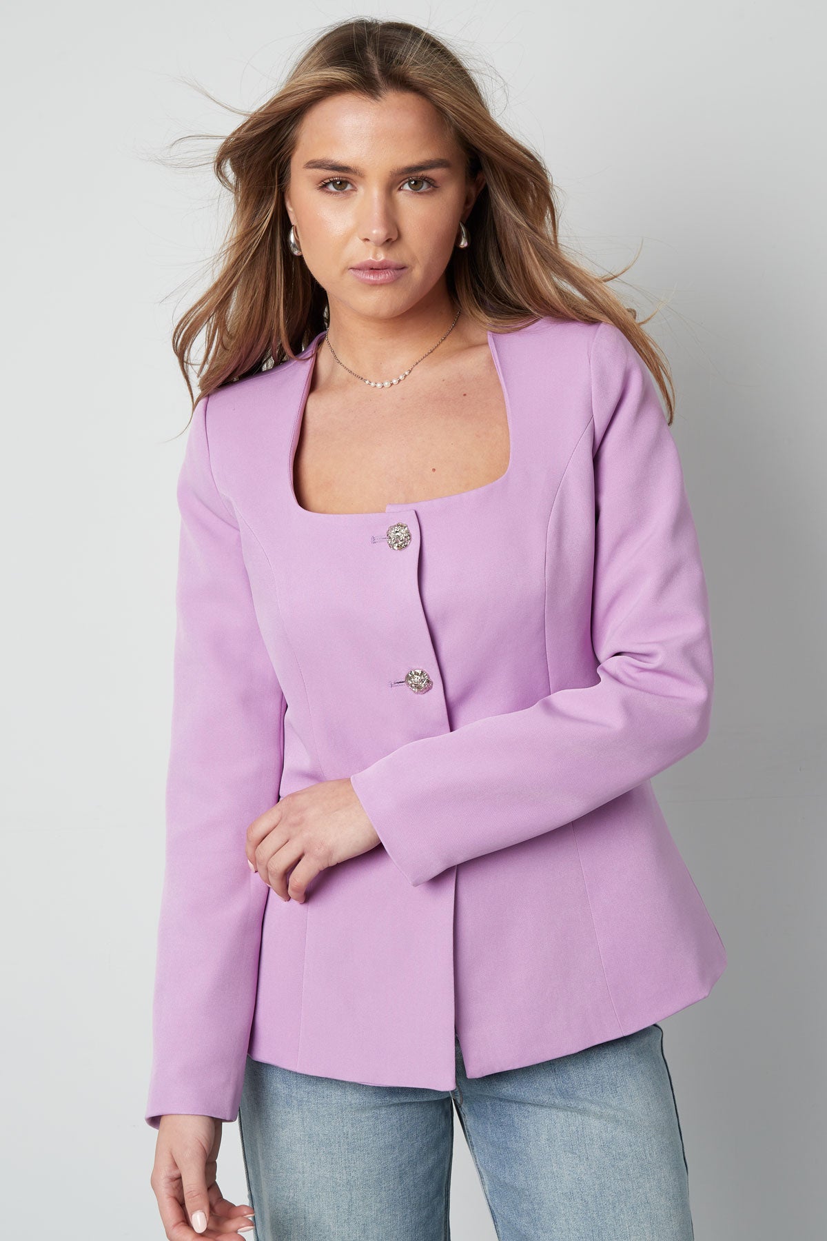 Blazer met Rechthoekige Halslijn