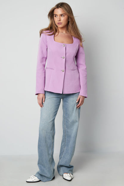 Blazer met Rechthoekige Halslijn