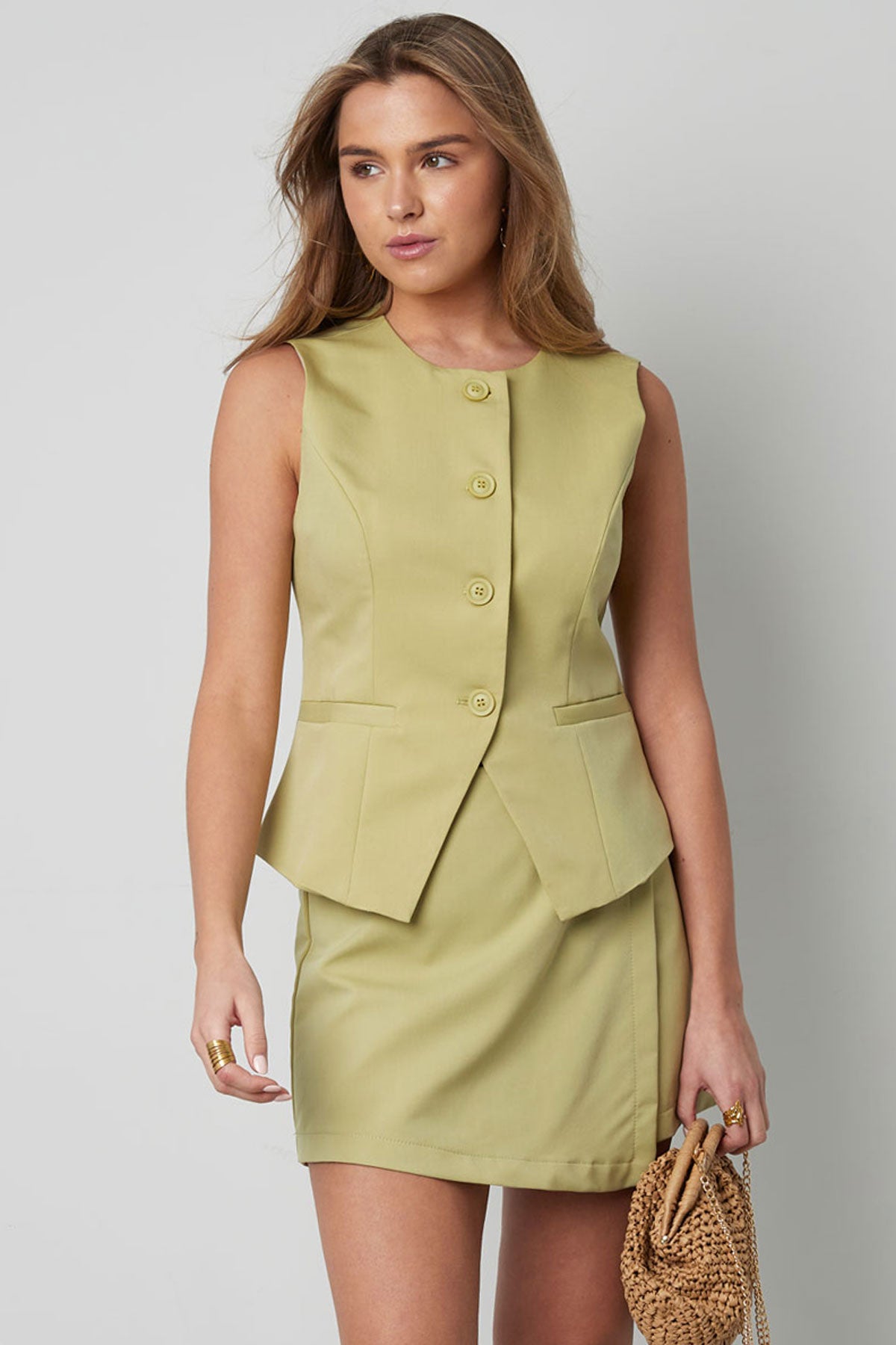 Mouwloze Gilet Top met Knopen