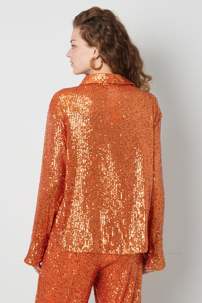 Pailletten Blouse met Lange Mouwen