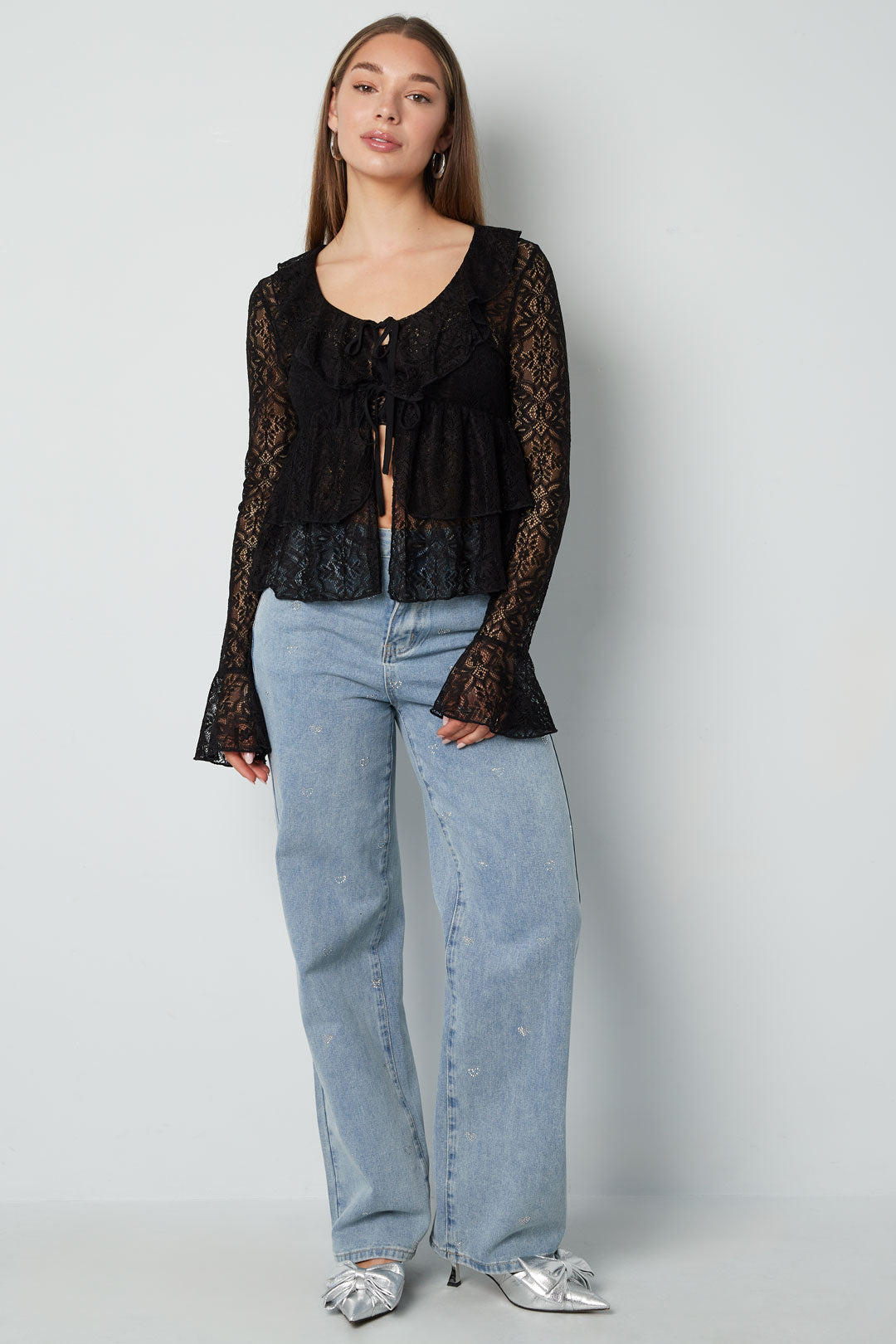 Kanten Shirt met Ruches