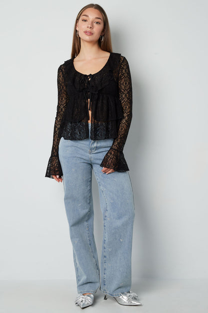Kanten Shirt met Ruches