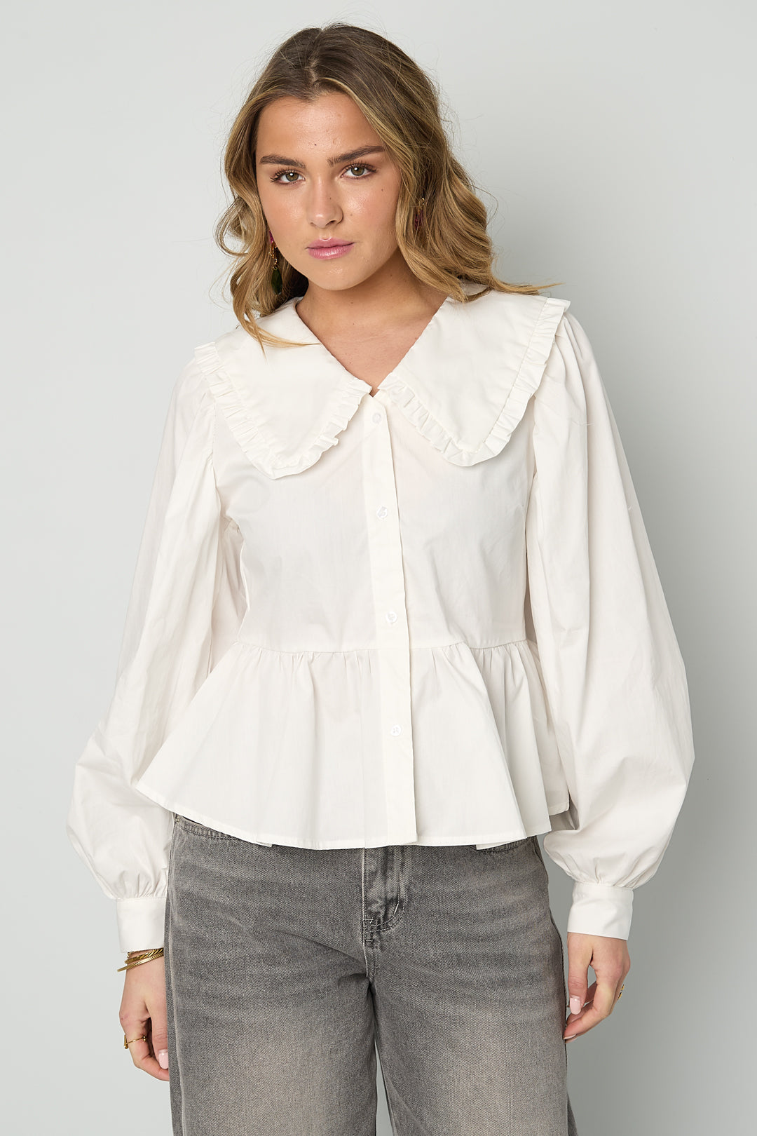 Casual Blouse met Pofmouwen