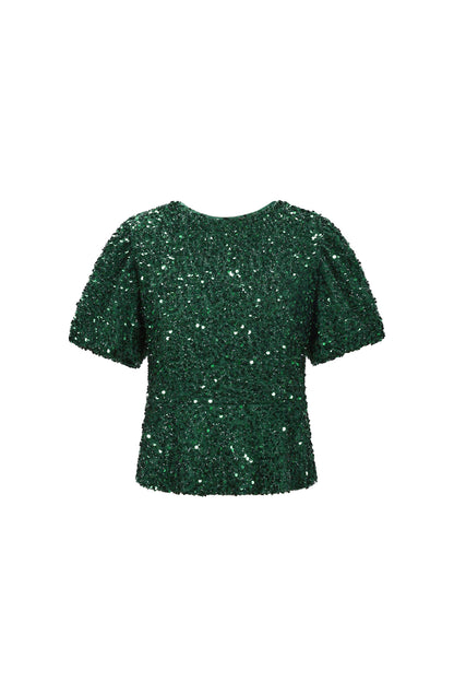 Top met Pailletten en Strikdetail