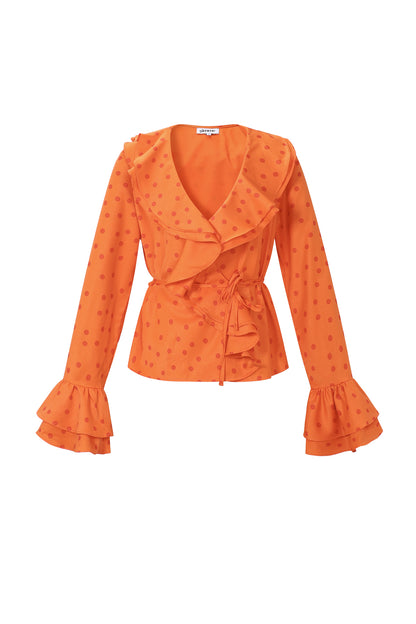 Elegante Top met Ruches en Stippen