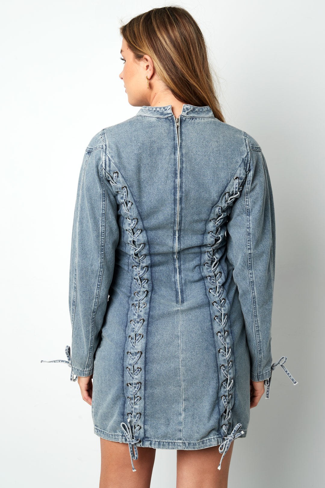 Denim Jurk met Strikdetails