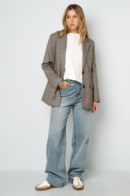 Geruite Blazer Klassieke Pasvorm