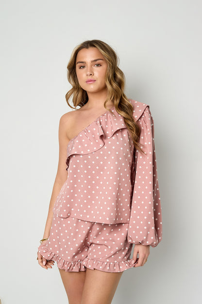 Elegante Off-Shoulder Top met Stippen