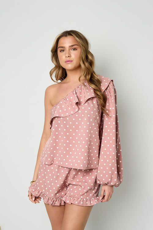 Elegante Off-Shoulder Top met Stippen