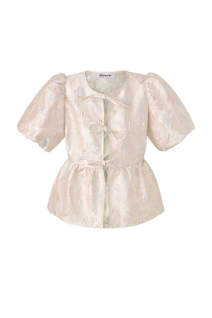 Top met Bloemenprint en Strikdetail