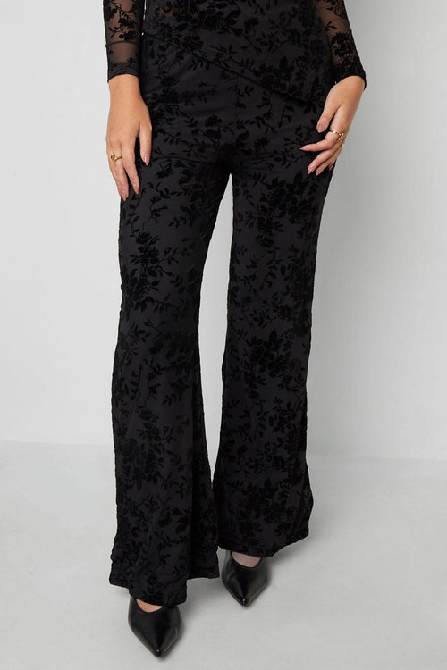 Flared Broek met Bloemenstructuur