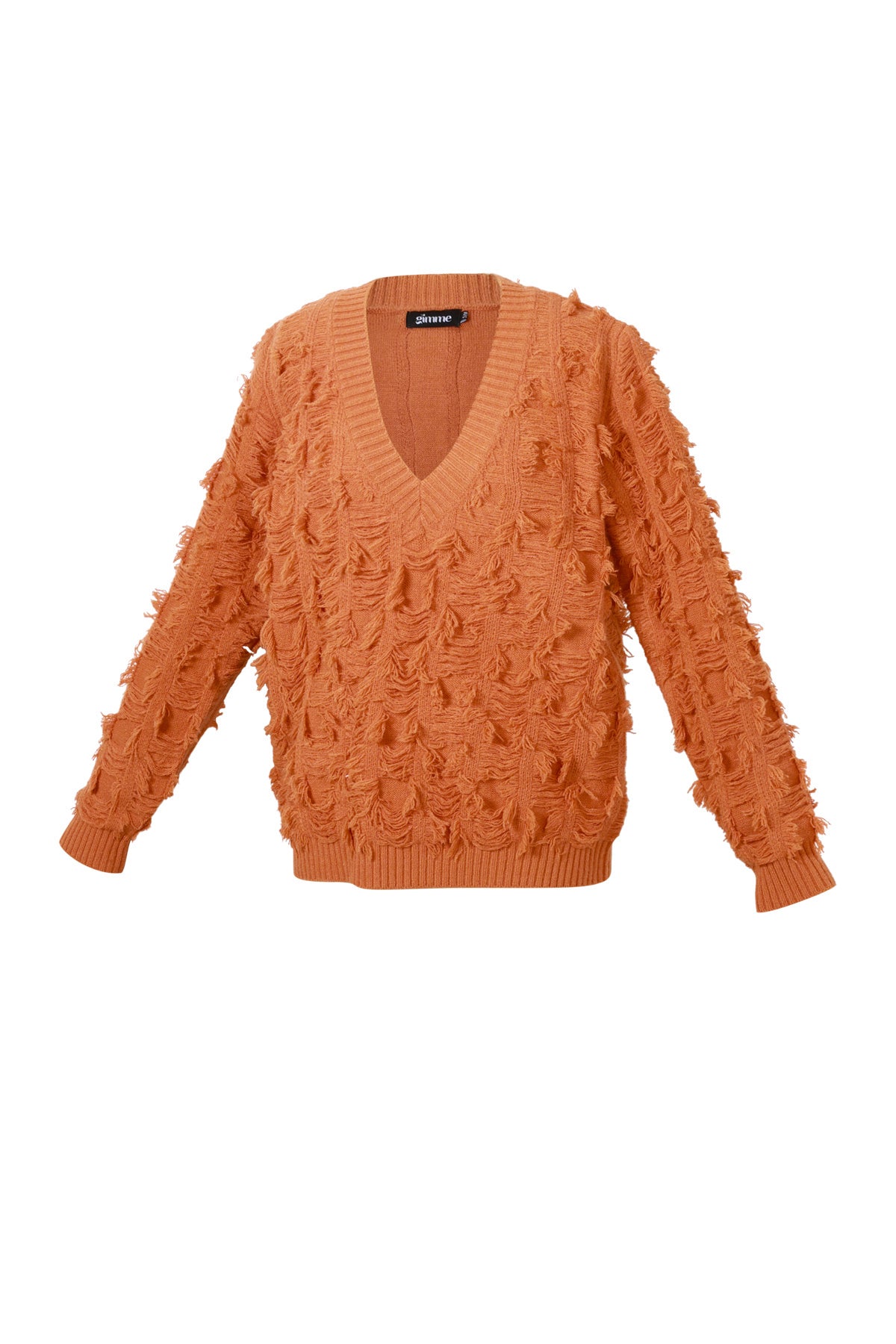 Gebreide V-Hals Trui met Franjes