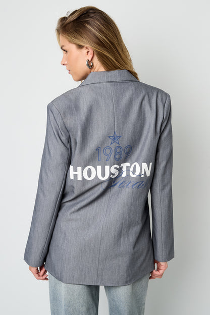 Blazer met Statement Rugprint