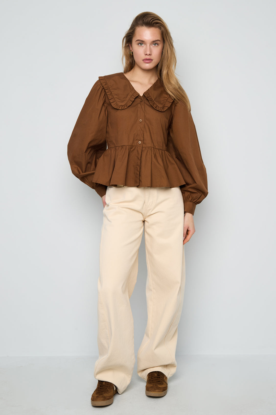 Casual Blouse met Pofmouwen