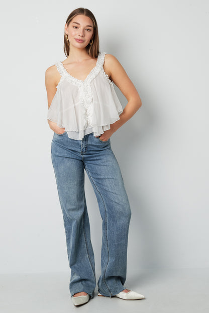 Witte Top met Ruches