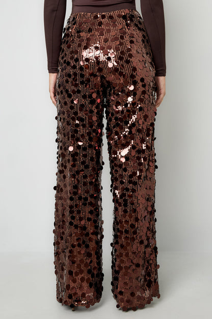 Geweven Polyestervezel Vrouwen Rechte Broek Pailletten Elegante