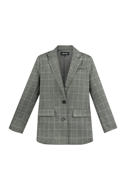 Geruite Blazer Klassieke Pasvorm