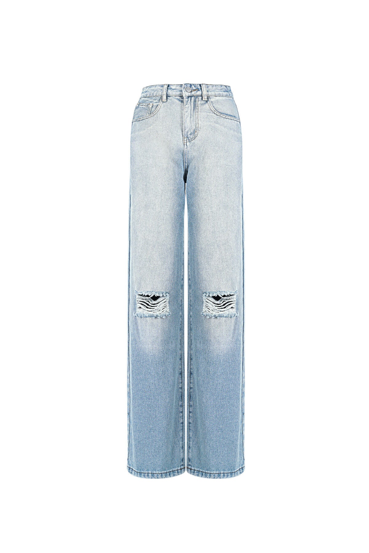 Straight Leg Jeans met Ripped Details