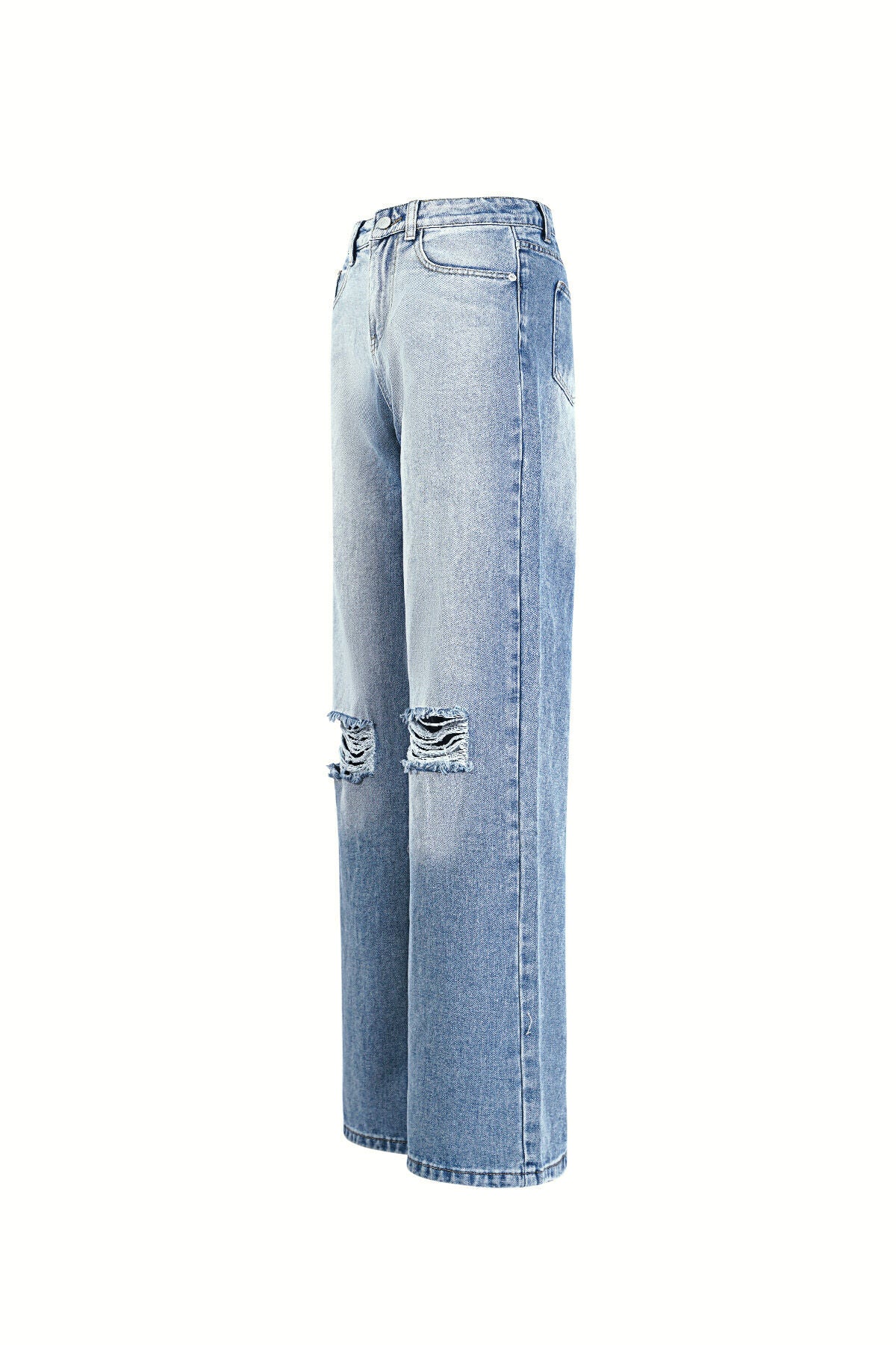 Straight Leg Jeans met Ripped Details