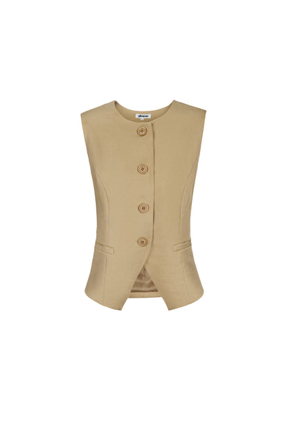 Mouwloze Gilet Top met Knopen