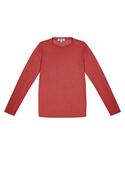 Semi-Transparante Mesh Top met Lange Mouwen