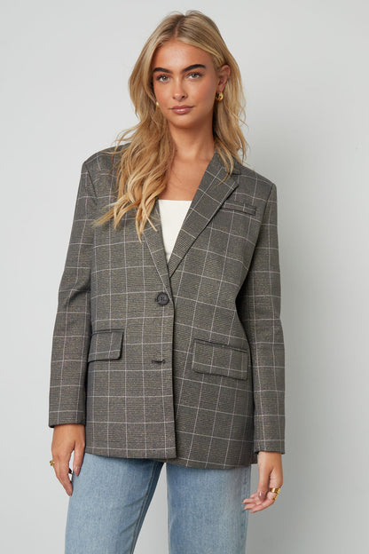 Geruite Blazer Klassieke Pasvorm