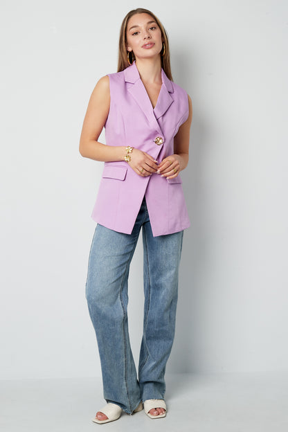 Mouwloze Blazer met Gouden Knoop