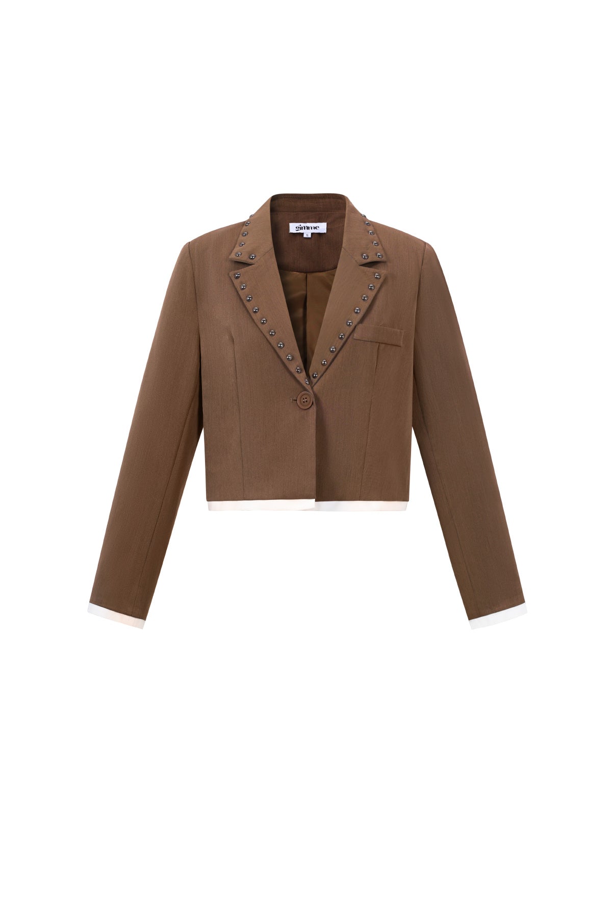 Cropped Blazer met Contrastdetail