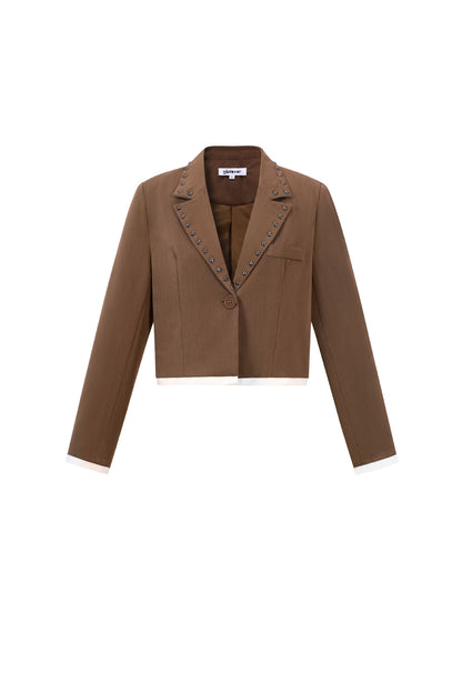 Cropped Blazer met Contrastdetail