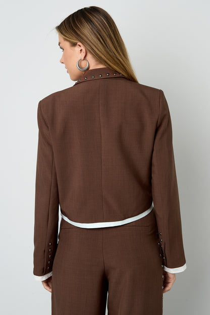 Cropped Blazer met Contrastdetail