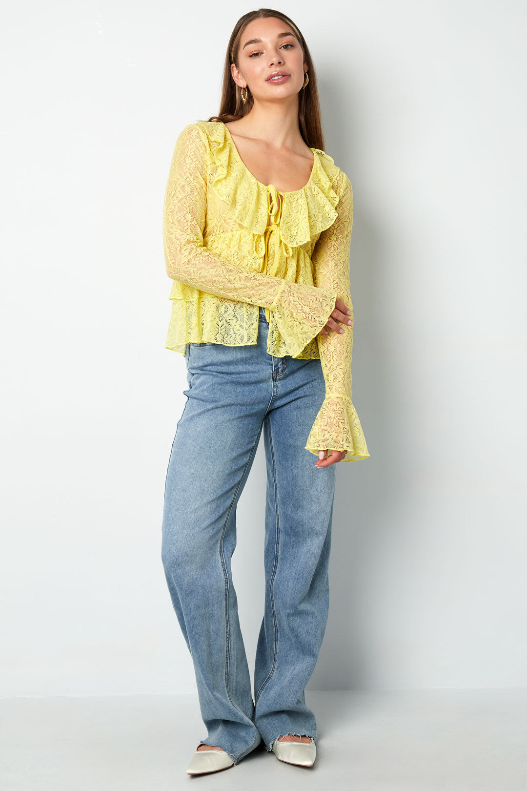 Kanten Shirt met Ruches
