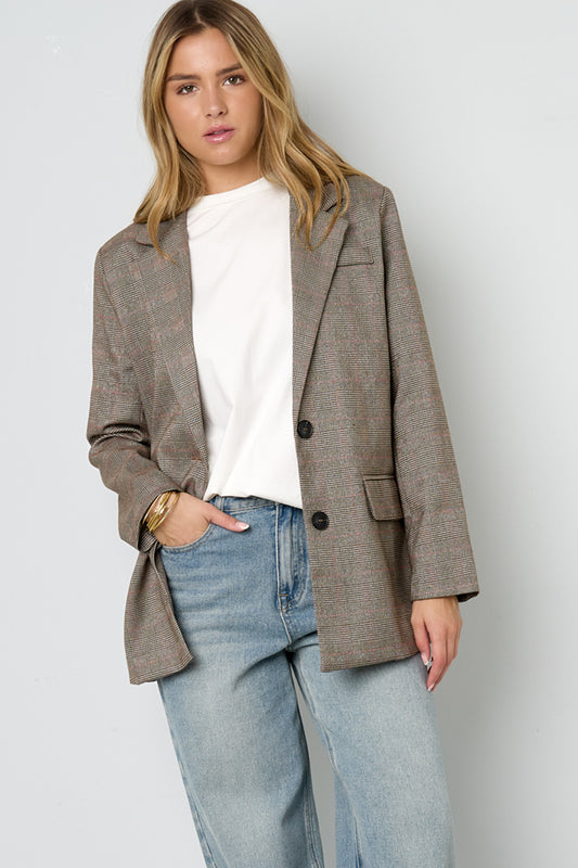 Geruite Blazer Klassieke Pasvorm