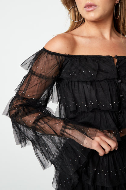 Off-Shoulder Shirt met Ruches