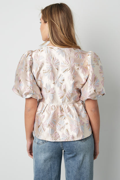 Top met Bloemenprint en Strikdetail