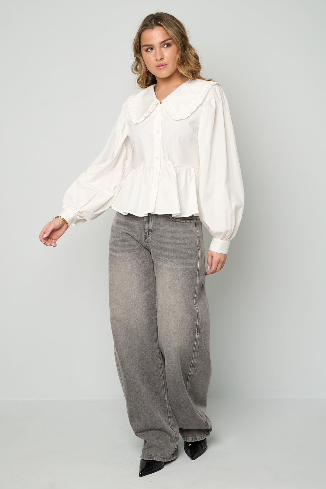 Casual Blouse met Pofmouwen