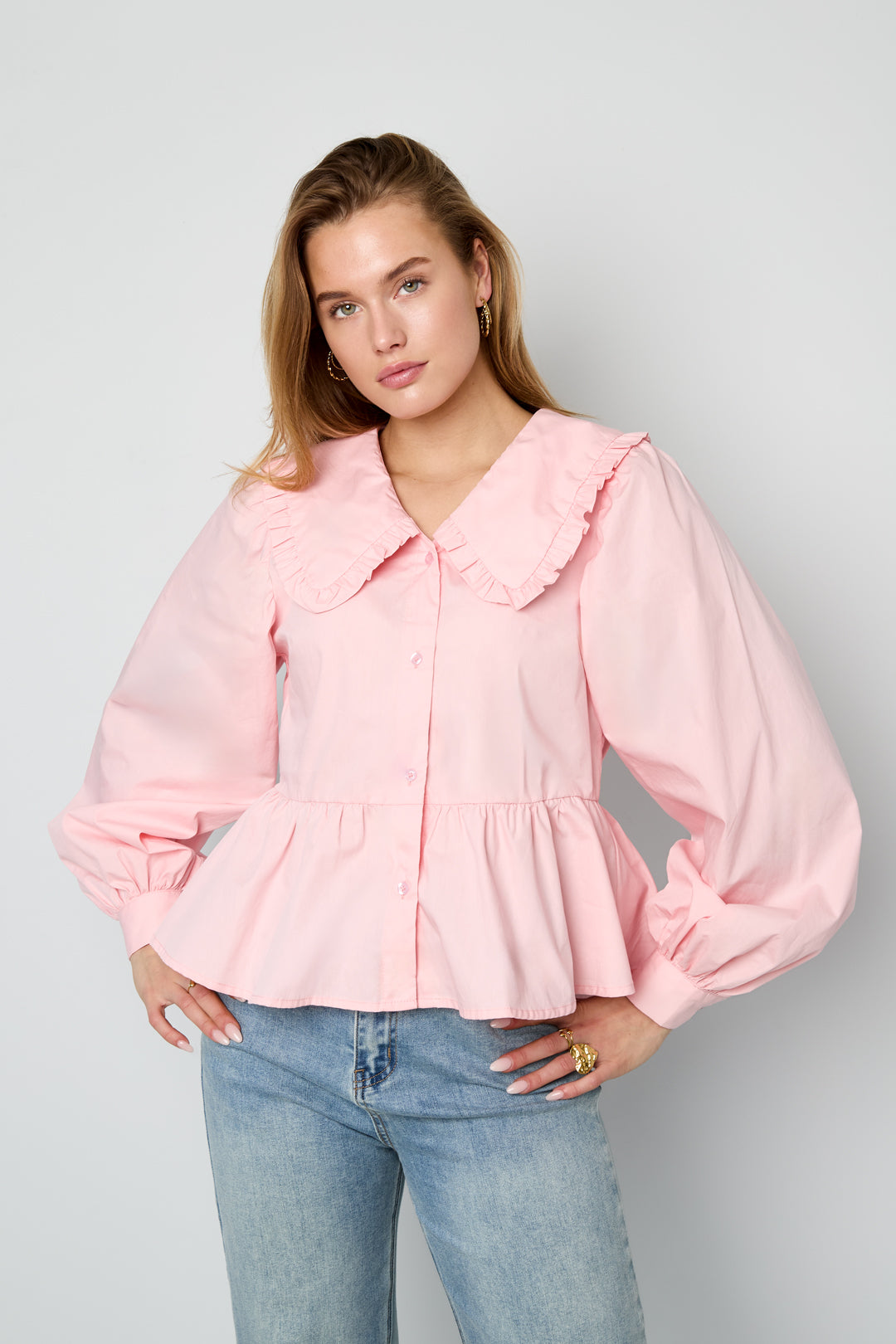 Casual Blouse met Pofmouwen