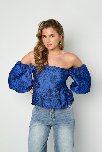 Off-Shoulder Top met Pofmouwen