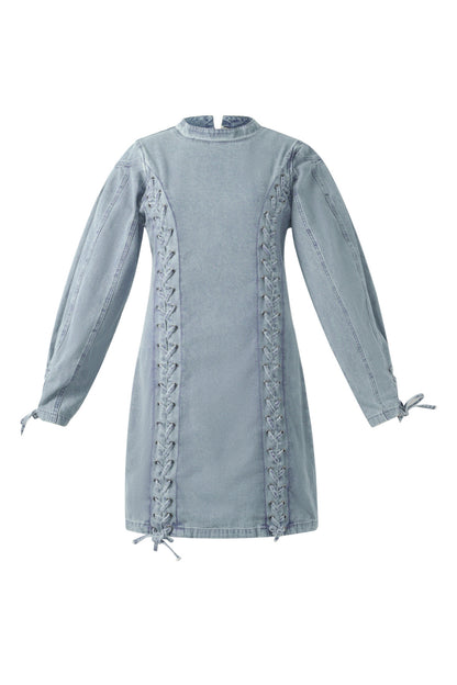 Denim Jurk met Strikdetails