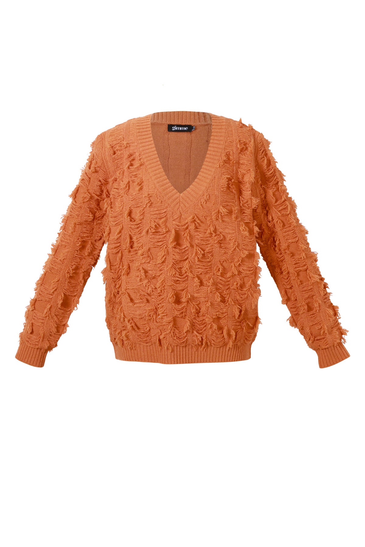 Gebreide V-Hals Trui met Franjes
