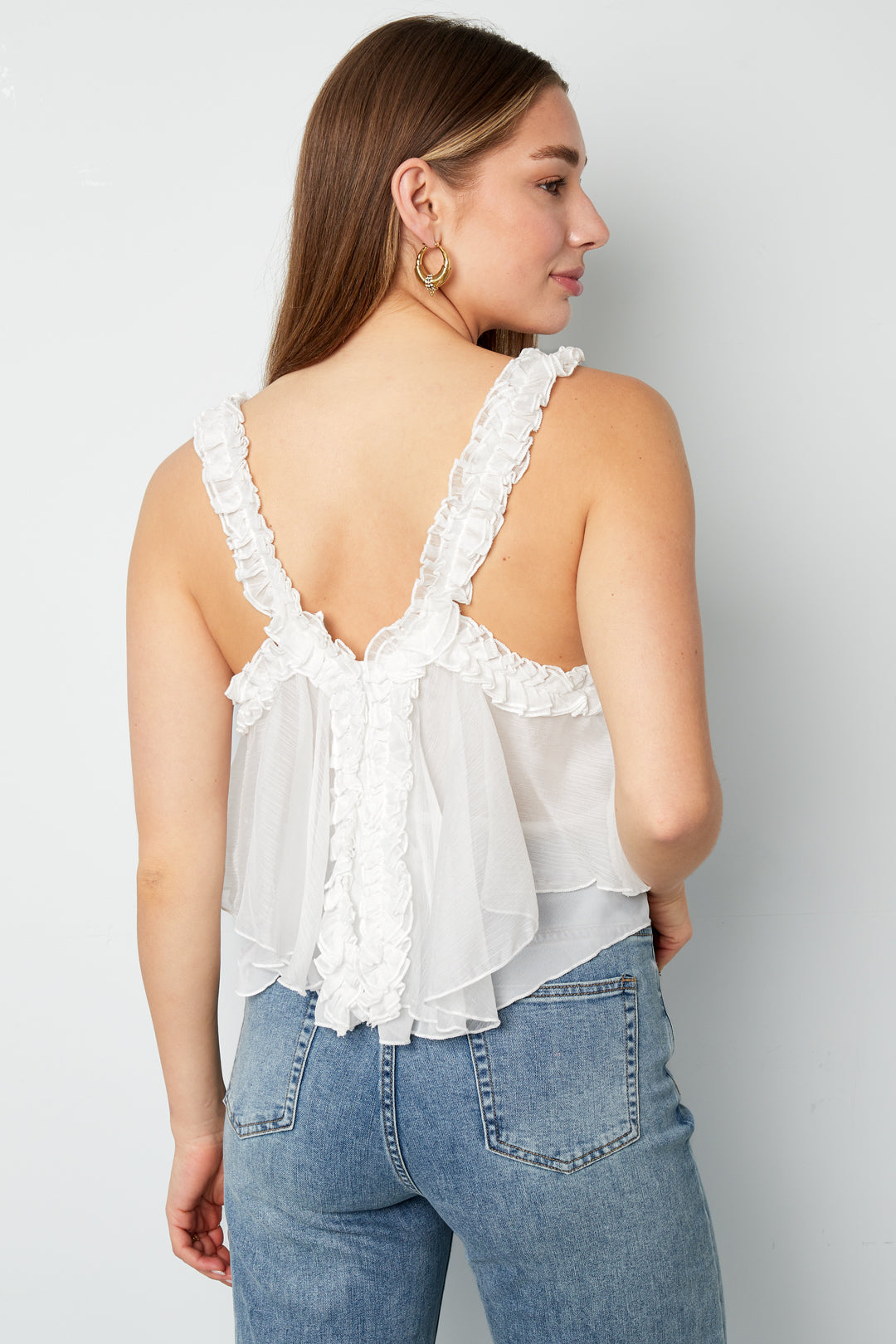 Witte Top met Ruches