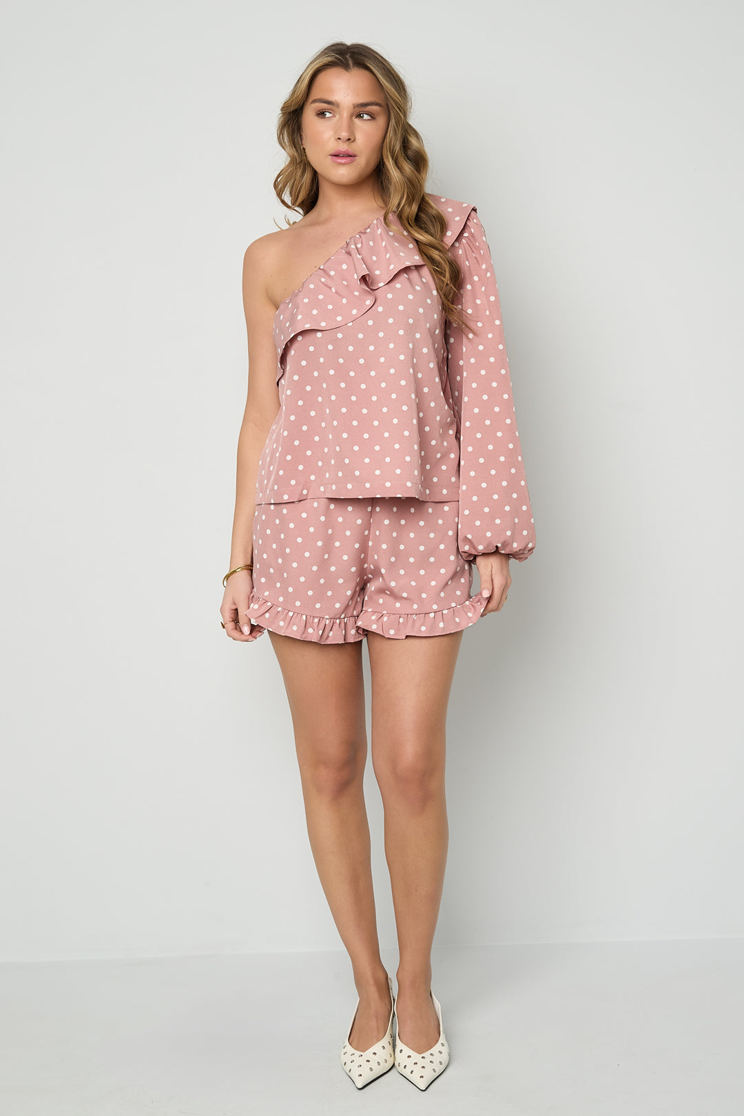 Elegante Off-Shoulder Top met Stippen