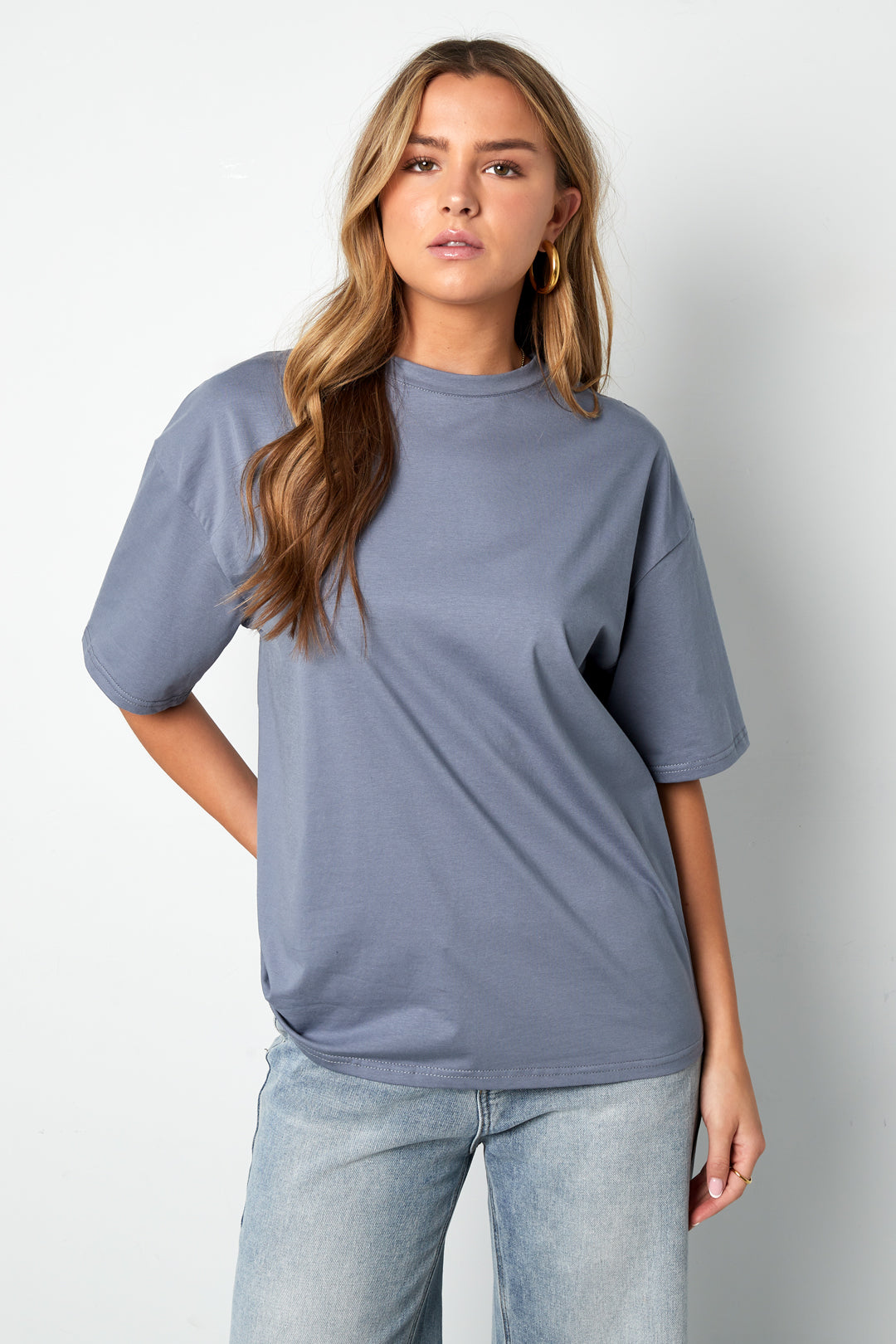 Katoen Gebreide Vrouwen T-shirt Casual Solide Kleur