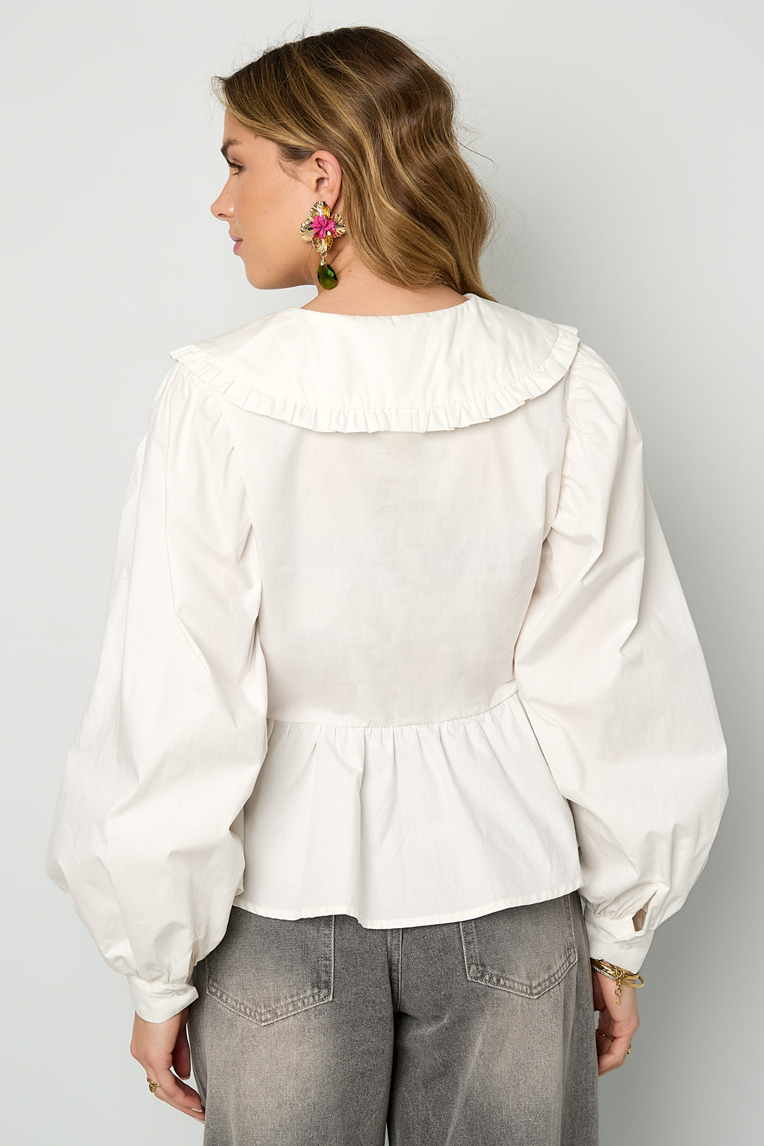 Casual Blouse met Pofmouwen