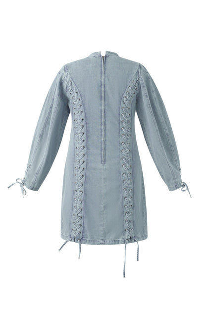 Denim Jurk met Strikdetails