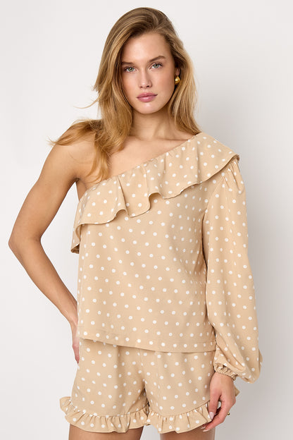 Elegante Off-Shoulder Top met Stippen