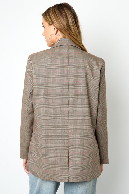 Geruite Blazer Klassieke Pasvorm