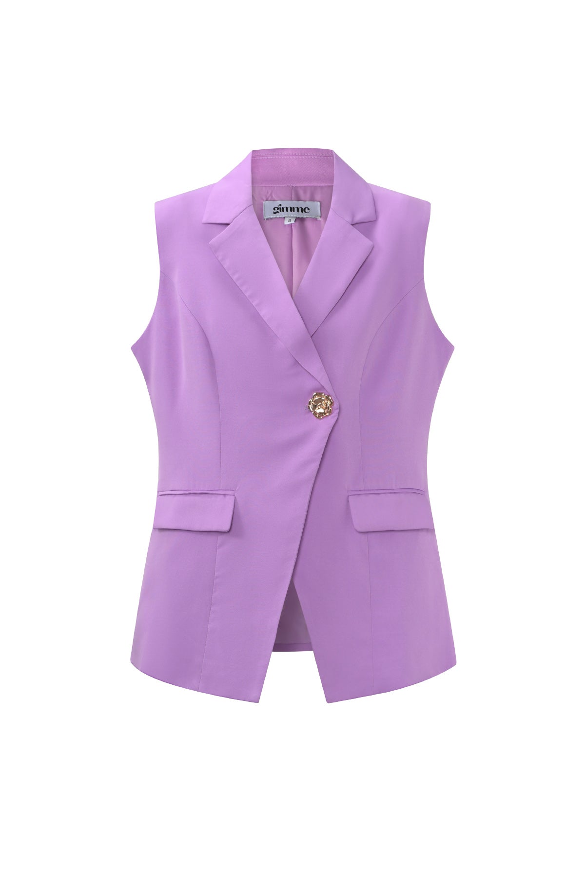 Mouwloze Blazer met Gouden Knoop