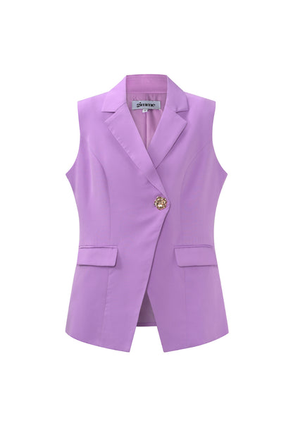 Mouwloze Blazer met Gouden Knoop